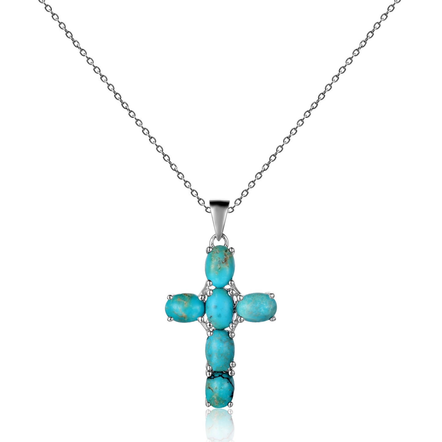 Silver Inlaid Crystal Cross