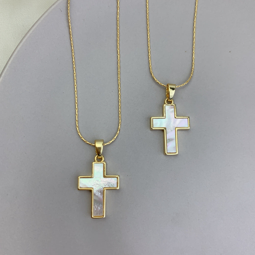 Accessory White Fritillaria Cross Necklace