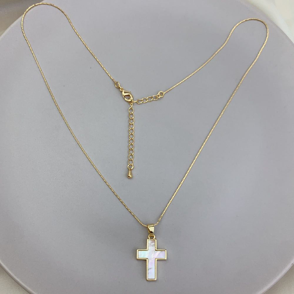 Accessory White Fritillaria Cross Necklace