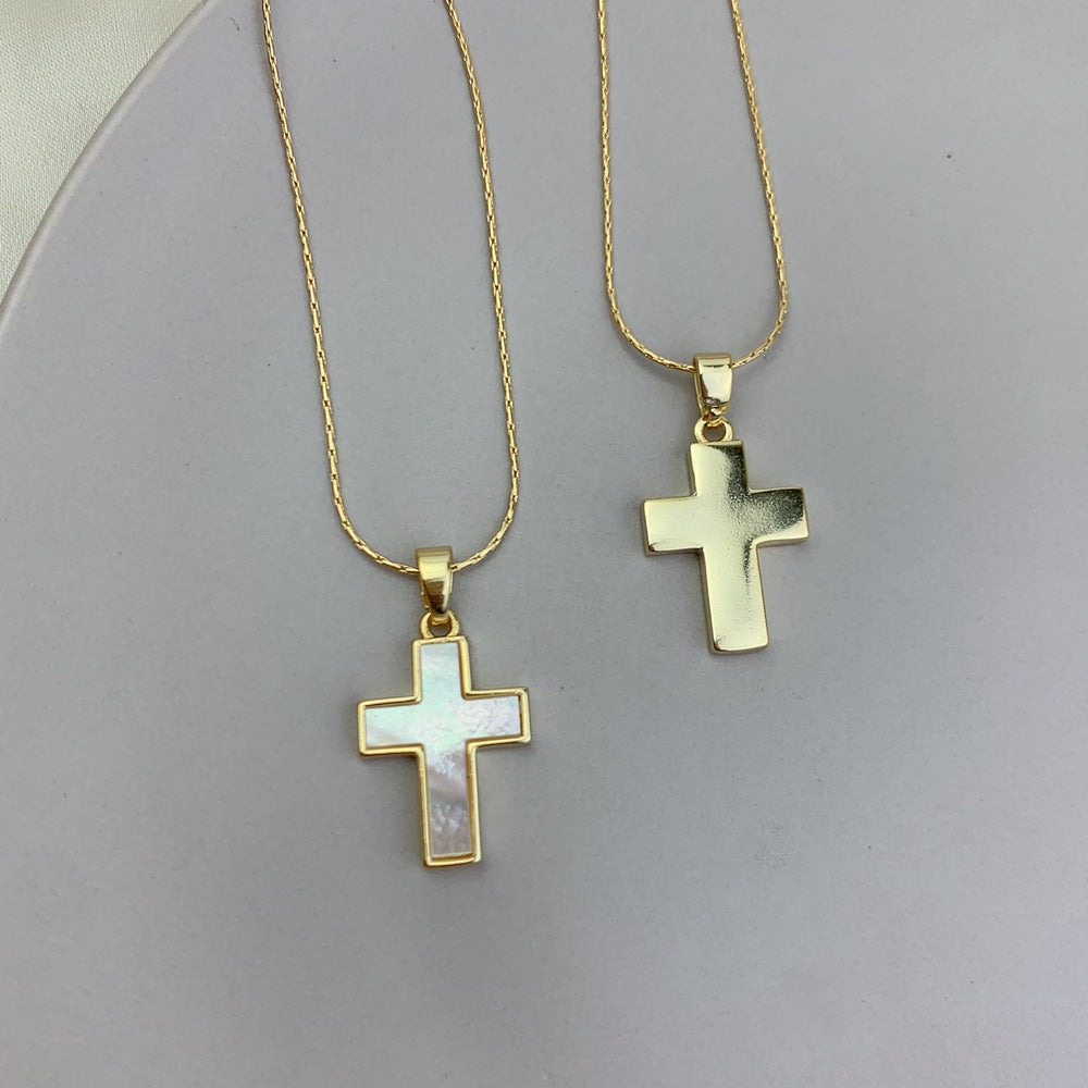 Accessory White Fritillaria Cross Necklace