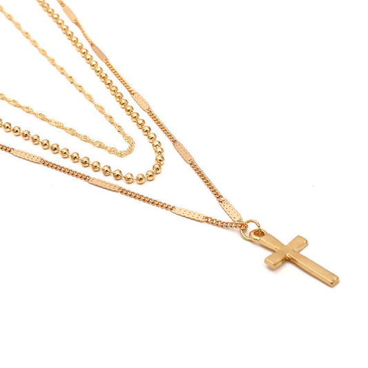 Cross multi-layer necklace