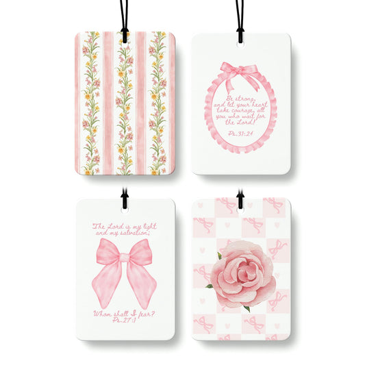 Cute Pink Cologne Car Air Freshener 4 Pcs