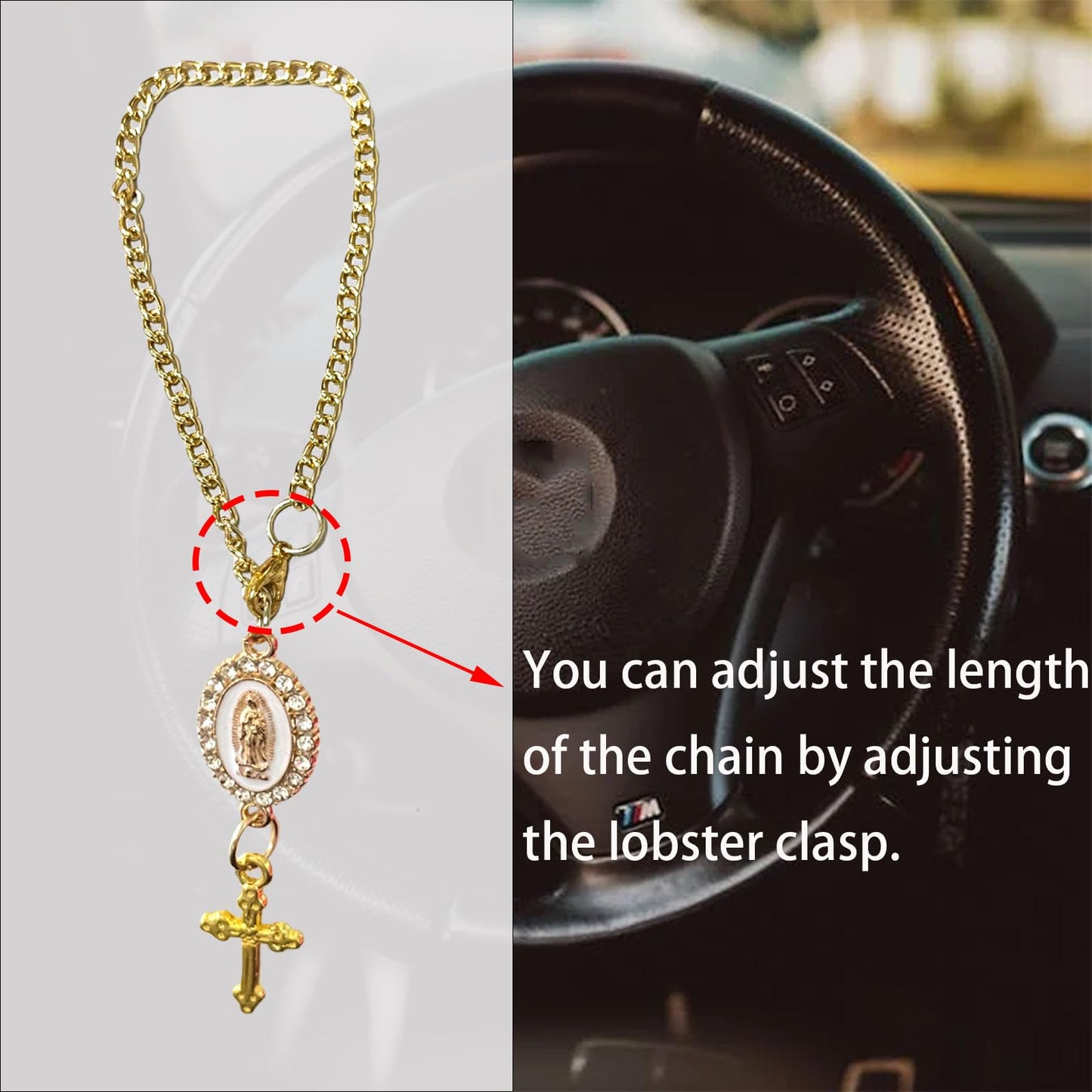 Steering Wheel Rosary Charm