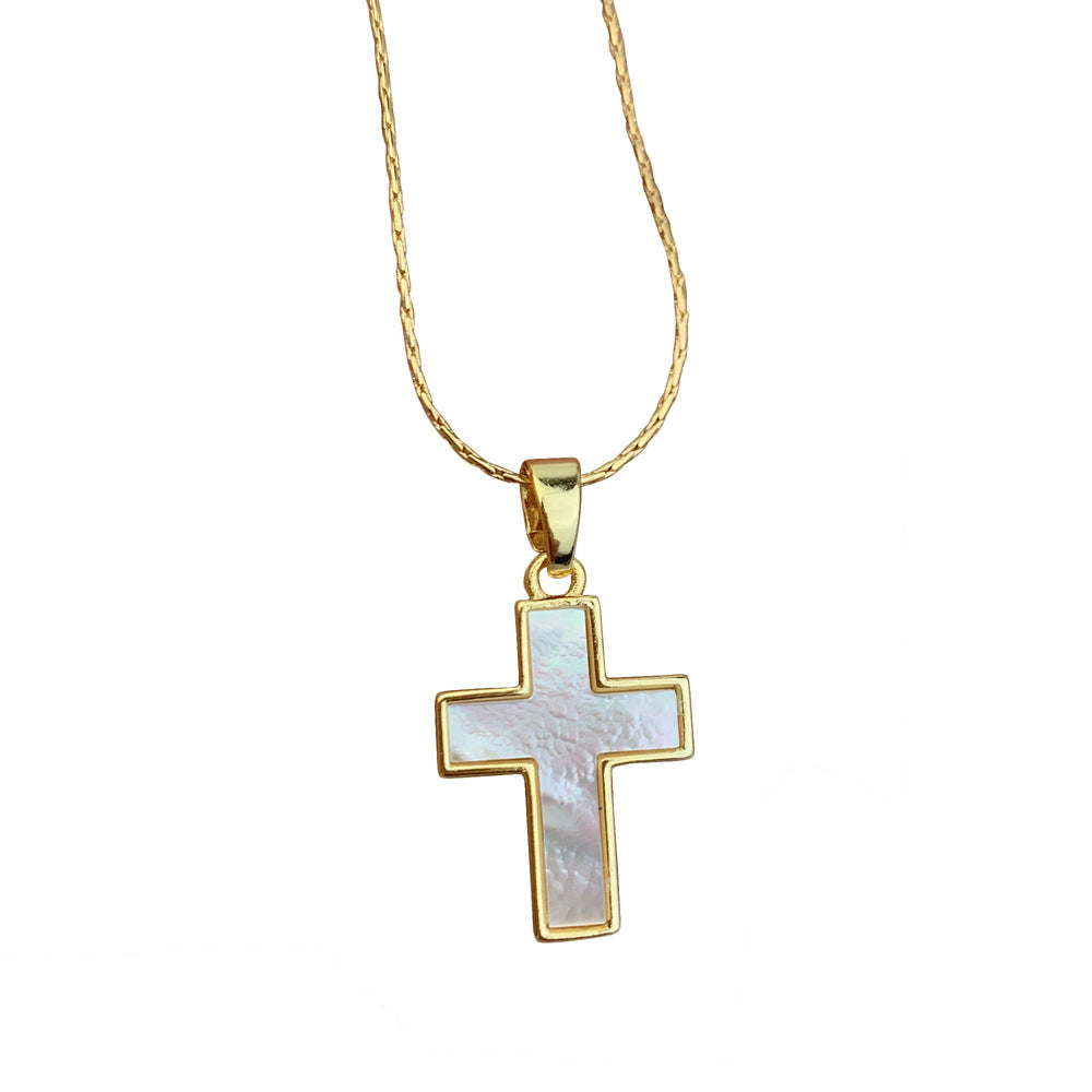 Accessory White Fritillaria Cross Necklace