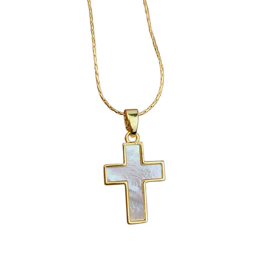 Accessory White Fritillaria Cross Necklace