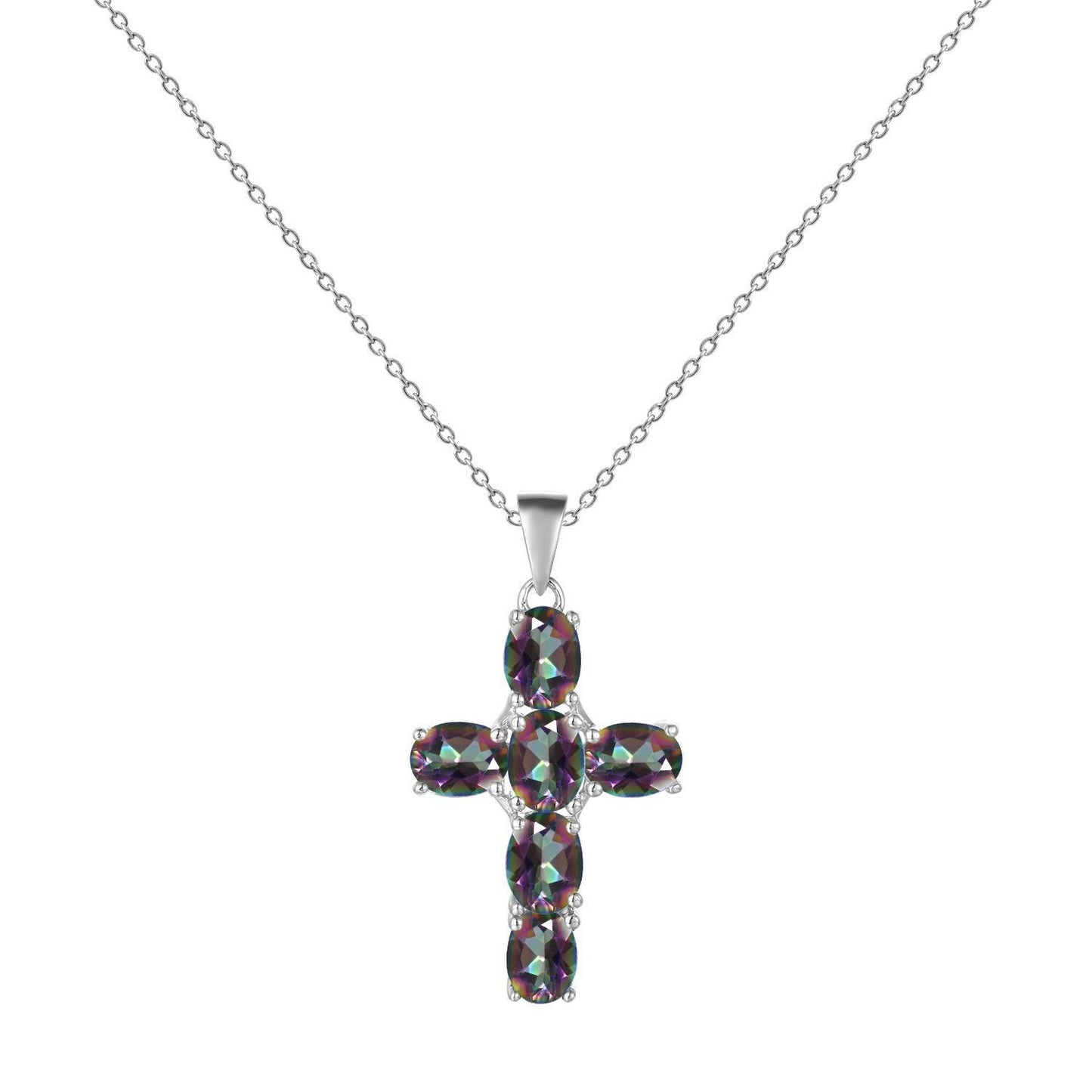 Silver Inlaid Crystal Cross